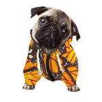 Orange Monarch Butterfly Pattern Print Dog Zip Up Hoodie