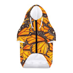 Orange Monarch Butterfly Pattern Print Dog Zip Up Hoodie