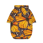 Orange Monarch Butterfly Pattern Print Dog Zip Up Hoodie