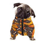 Orange Monarch Butterfly Pattern Print Dog Zip Up Jacket