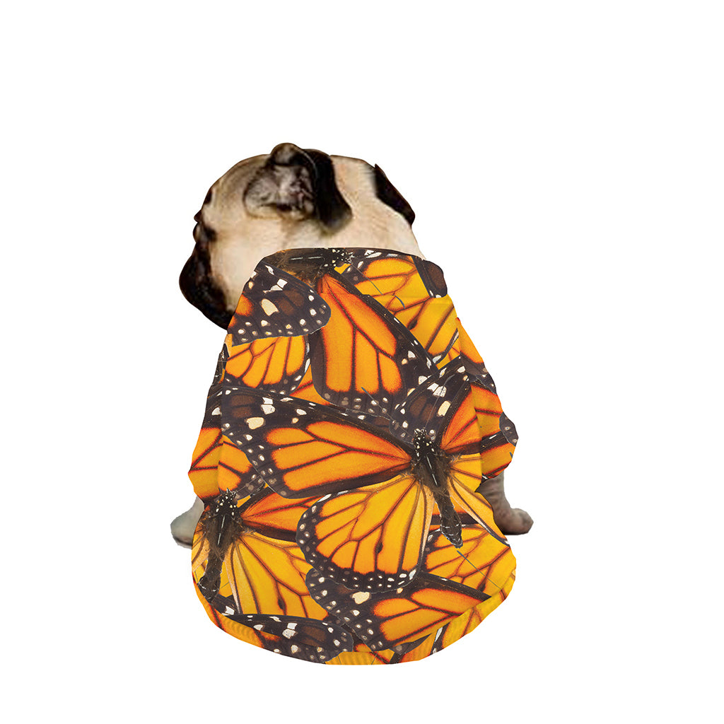 Orange Monarch Butterfly Pattern Print Dog Zip Up Jacket