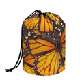 Orange Monarch Butterfly Pattern Print Drawstring Makeup Bag