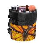 Orange Monarch Butterfly Pattern Print Drawstring Makeup Bag