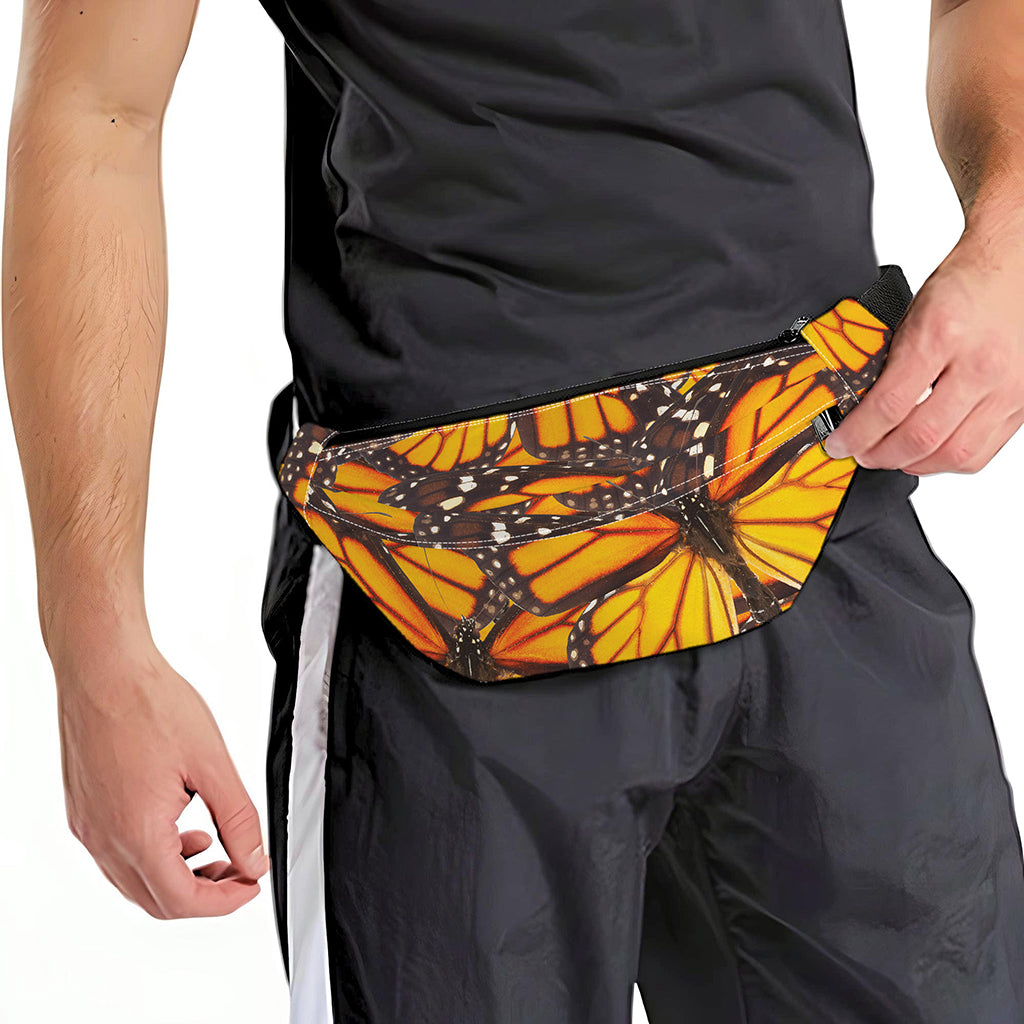Orange Monarch Butterfly Pattern Print Fanny Pack