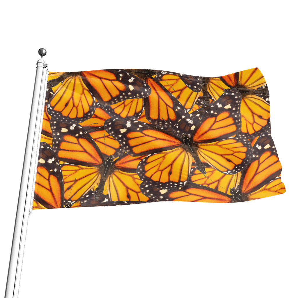 Orange Monarch Butterfly Pattern Print Flag