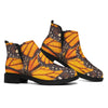 Orange Monarch Butterfly Pattern Print Flat Ankle Boots