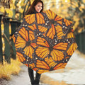 Orange Monarch Butterfly Pattern Print Foldable Umbrella