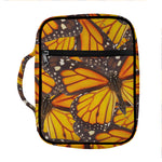Orange Monarch Butterfly Pattern Print Front Pocket Bible Bag