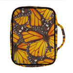 Orange Monarch Butterfly Pattern Print Front Pocket Bible Bag