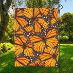 Orange Monarch Butterfly Pattern Print Garden Flag