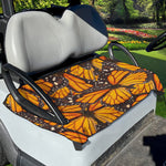 Orange Monarch Butterfly Pattern Print Golf Cart Seat Cover