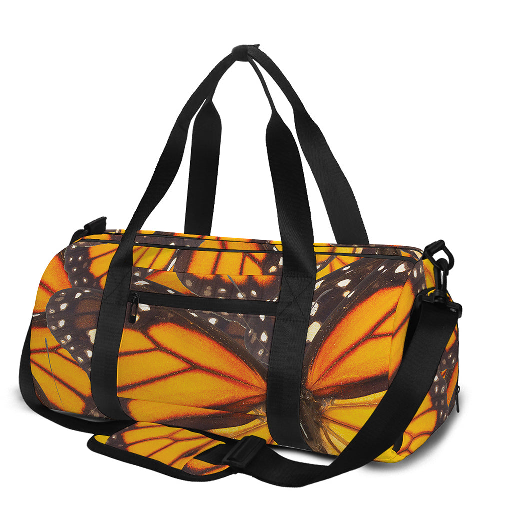 Orange Monarch Butterfly Pattern Print Gym Bag