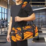 Orange Monarch Butterfly Pattern Print Gym Bag