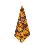 Orange Monarch Butterfly Pattern Print Hand Towel