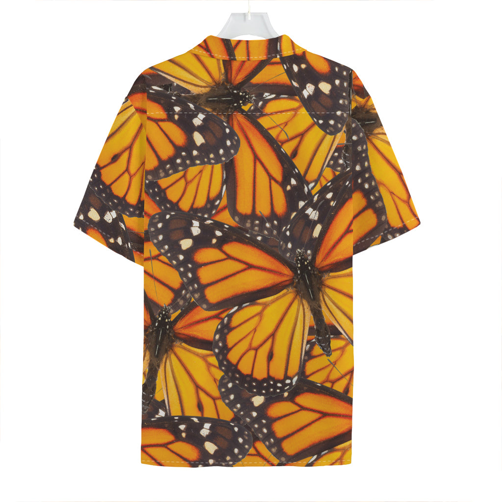 Orange Monarch Butterfly Pattern Print Hawaiian Shirt