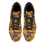 Orange Monarch Butterfly Pattern Print High Top Leather Sneakers