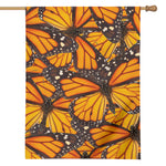 Orange Monarch Butterfly Pattern Print House Flag