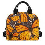 Orange Monarch Butterfly Pattern Print Insulated Lunch Bag