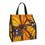 Orange Monarch Butterfly Pattern Print Insulated Lunch Tote