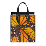 Orange Monarch Butterfly Pattern Print Insulated Lunch Tote