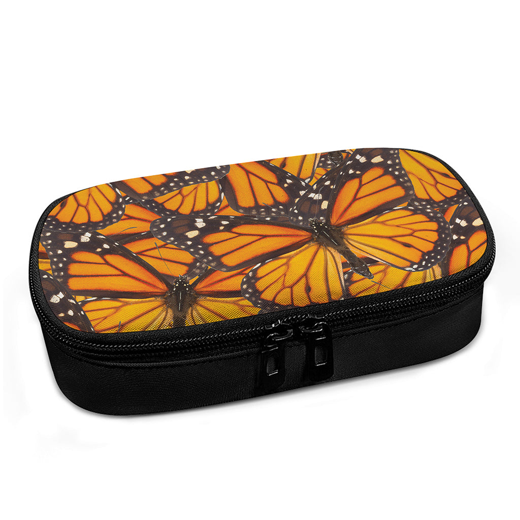Orange Monarch Butterfly Pattern Print Insulin Cooler Travel Case