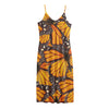 Orange Monarch Butterfly Pattern Print Jersey Midi Cami Dress