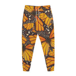 Orange Monarch Butterfly Pattern Print Jogger Pants