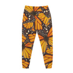 Orange Monarch Butterfly Pattern Print Jogger Pants