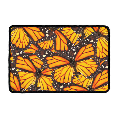 Orange Monarch Butterfly Pattern Print Kitchen Mat