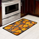 Orange Monarch Butterfly Pattern Print Kitchen Mat