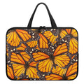 Orange Monarch Butterfly Pattern Print Laptop Sleeve With Handle