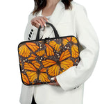 Orange Monarch Butterfly Pattern Print Laptop Sleeve With Handle
