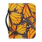 Orange Monarch Butterfly Pattern Print Leather Bible Cover