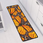 Orange Monarch Butterfly Pattern Print Long Kitchen Mat