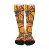 Orange Monarch Butterfly Pattern Print Long Socks