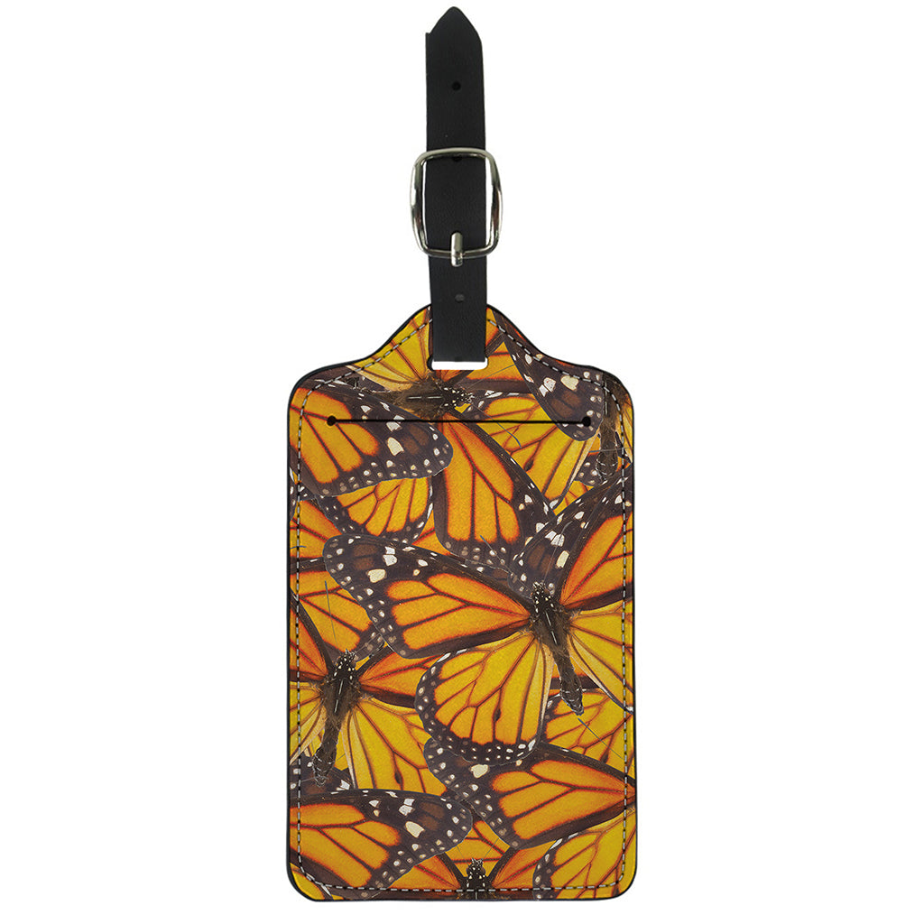 Orange Monarch Butterfly Pattern Print Luggage Tag
