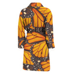 Orange Monarch Butterfly Pattern Print Men's Bathrobe