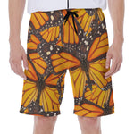 Orange Monarch Butterfly Pattern Print Men's Beach Shorts