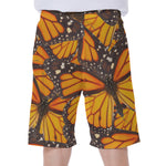 Orange Monarch Butterfly Pattern Print Men's Beach Shorts