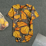 Orange Monarch Butterfly Pattern Print Men's Bodysuit