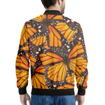 Orange Monarch Butterfly Pattern Print Men's Bomber Jacket