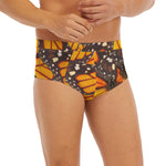 Orange Monarch Butterfly Pattern Print Men's Briefs