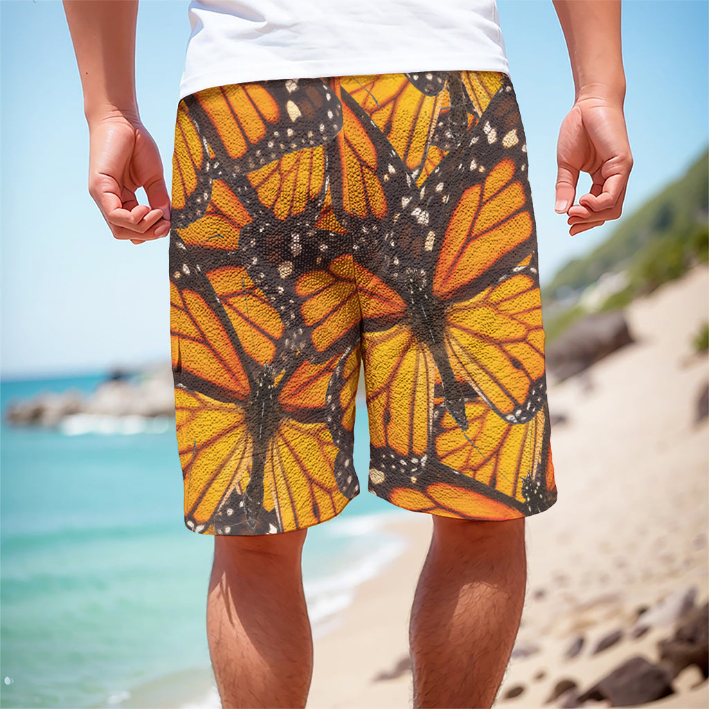 Orange Monarch Butterfly Pattern Print Men's Cargo Shorts