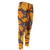 Orange Monarch Butterfly Pattern Print Men's Compression Pants