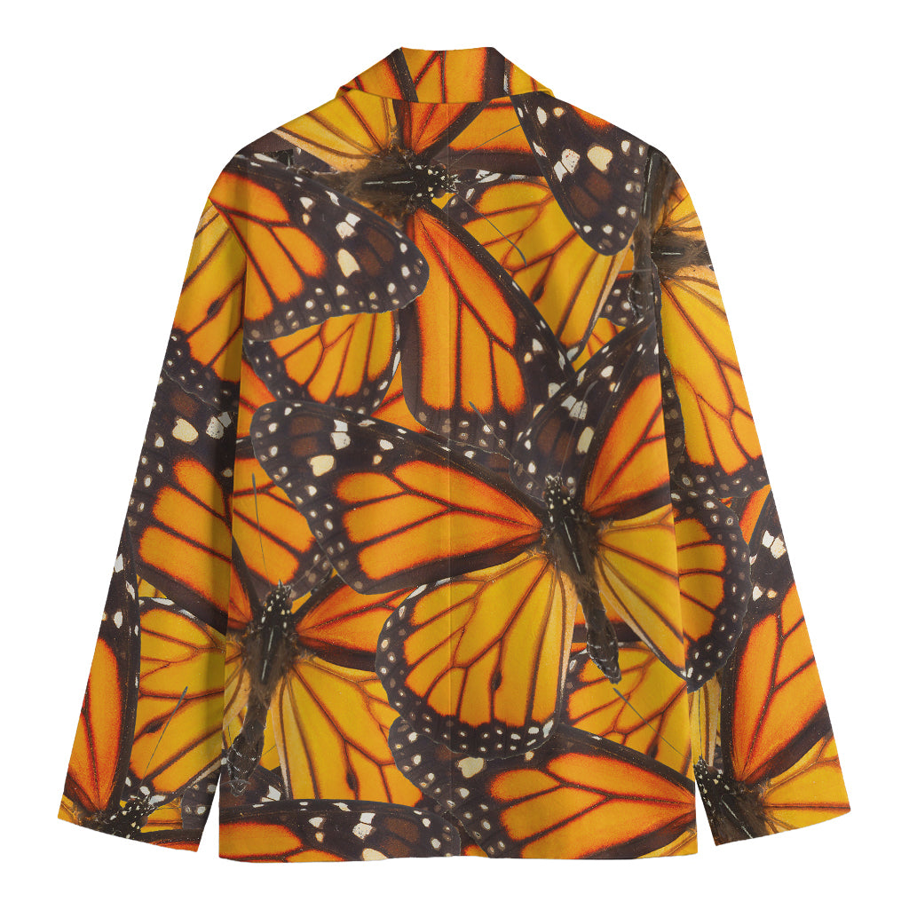 Orange Monarch Butterfly Pattern Print Men's Cotton Blazer