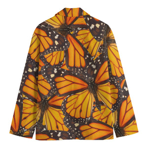 Orange Monarch Butterfly Pattern Print Men's Cotton Blazer