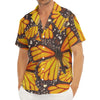 Orange Monarch Butterfly Pattern Print Men's Deep V-Neck Shirt