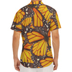 Orange Monarch Butterfly Pattern Print Men's Deep V-Neck Shirt