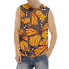 Orange Monarch Butterfly Pattern Print Men's Fitness Tank Top