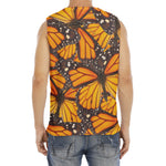 Orange Monarch Butterfly Pattern Print Men's Fitness Tank Top